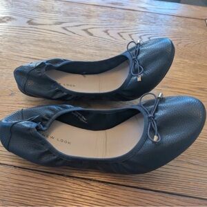 New Look Black Textured Loafers with Bow Accent